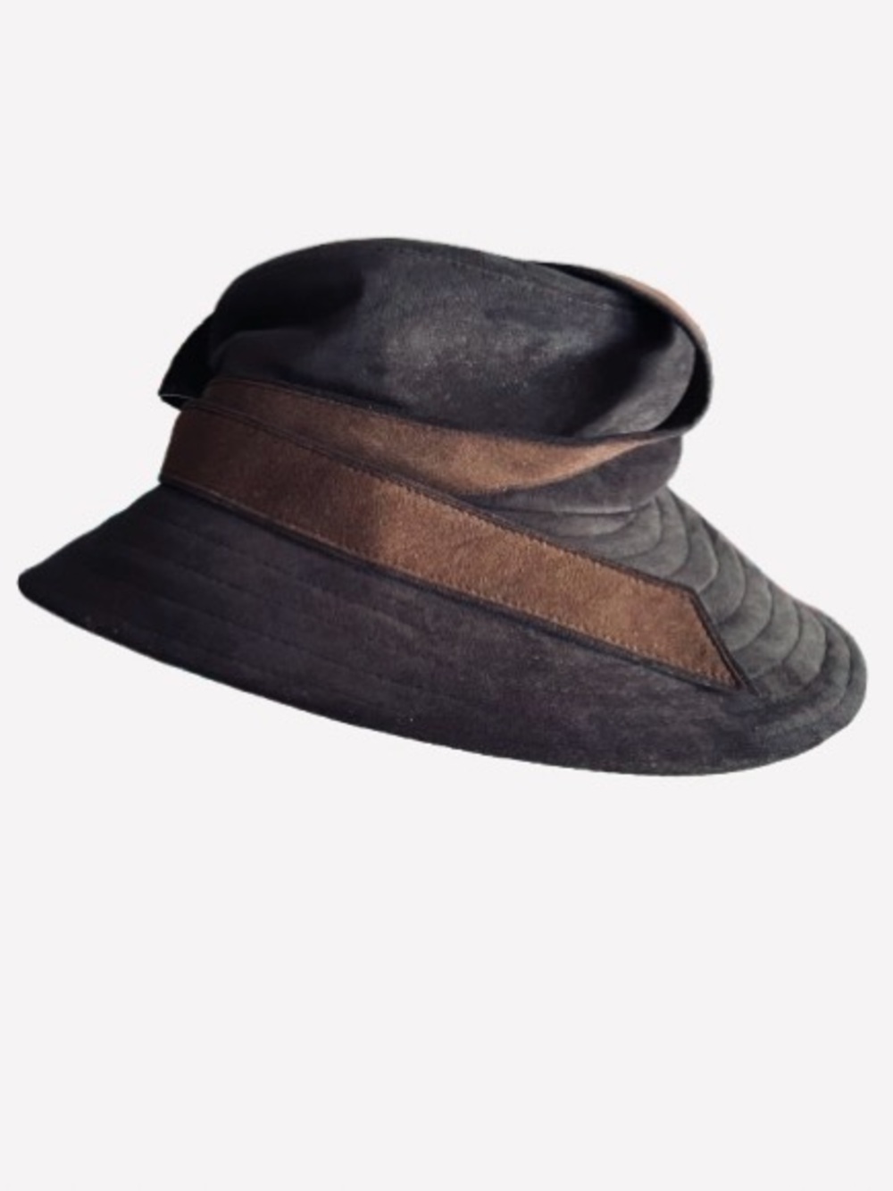 Vintage ERIC JAVITS Hat Weatherproof Fabric Brown Black 60s 70s - Picture 13 of 16